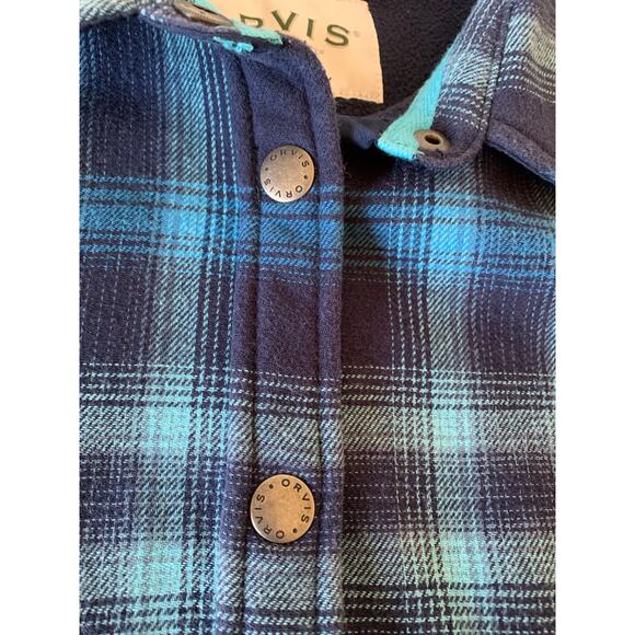 Orvis flannel shacket blue plaid women's medium - Picture 6 of 12